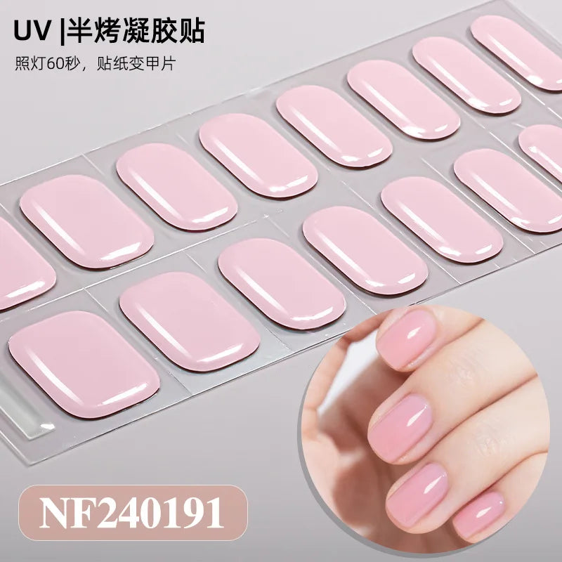 Semi-Cured Nail Wraps Autocollants Pour Ongles UV Adhesive Full Cover Stickers for Nails Lamp Need Press On Nails DIY Manicure