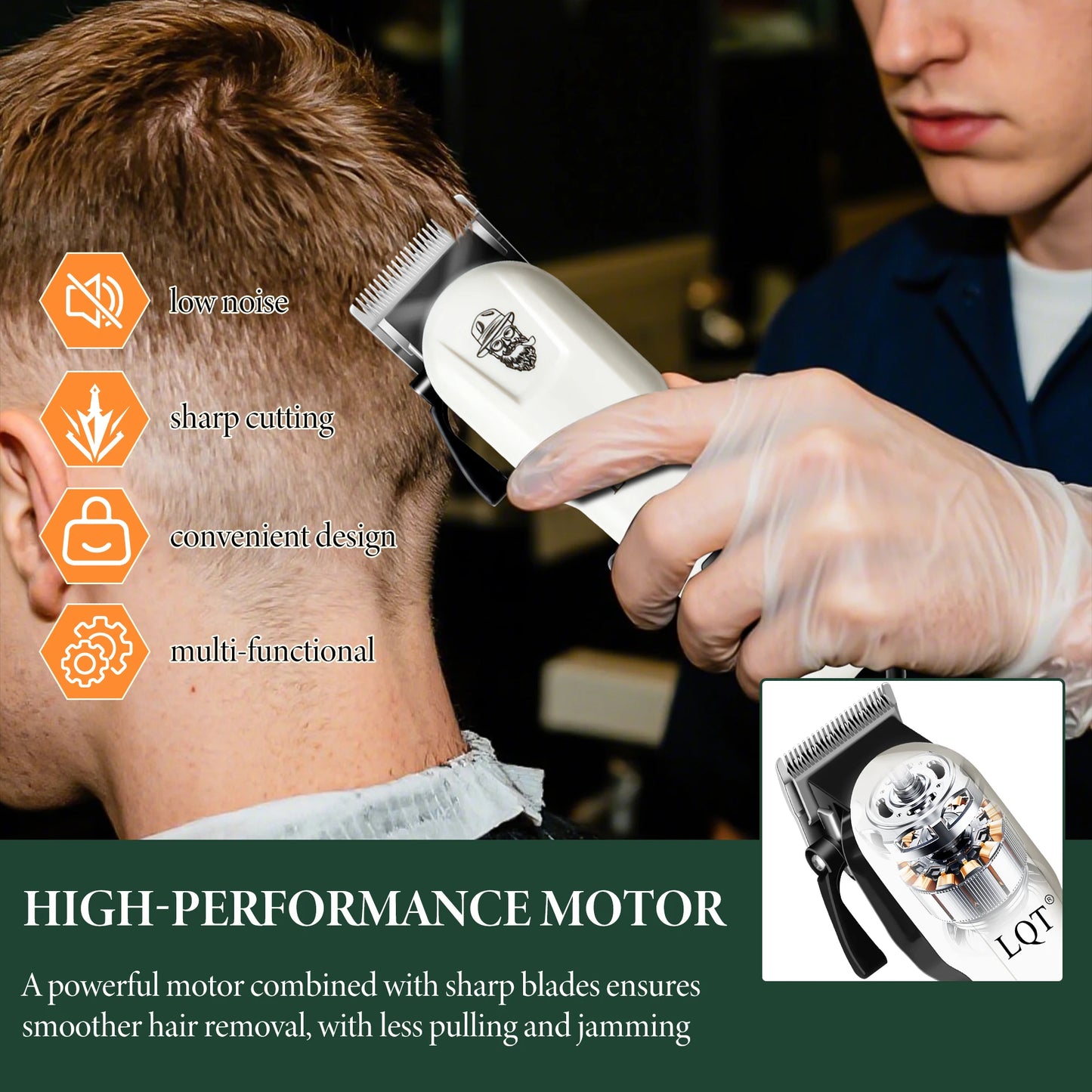 LQT Men's Hair Clipper Set:Cordless Beard & Split End Trimmer, USB Charging, Professional Barber & Home Use, Ideal Gift for Men