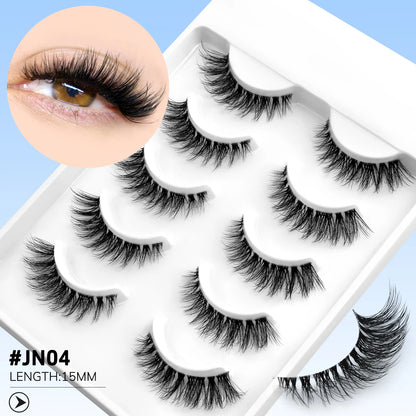 LASVIREY Cat Eye Lashes Natural Fluffy False Eyelashes Soft Wispy Natural Long Faux Mink Lashes Clear Band Lashes Extension