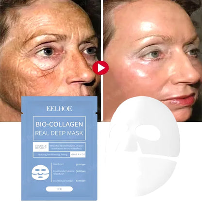 Collagen Wrinkle Remover Facial Mask Deep Moisturizing Whitening Soluble Hydrogel Mask Smooth Brighten Korean Skin Care Cosmetic