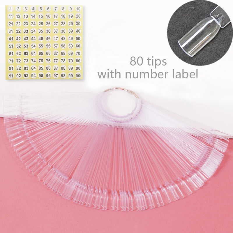 Nail Display Sticks Nail Swatch False Nail Tips Nail Gel Polish Practice Clear Natural Colors Display Board for Nail Art Tools