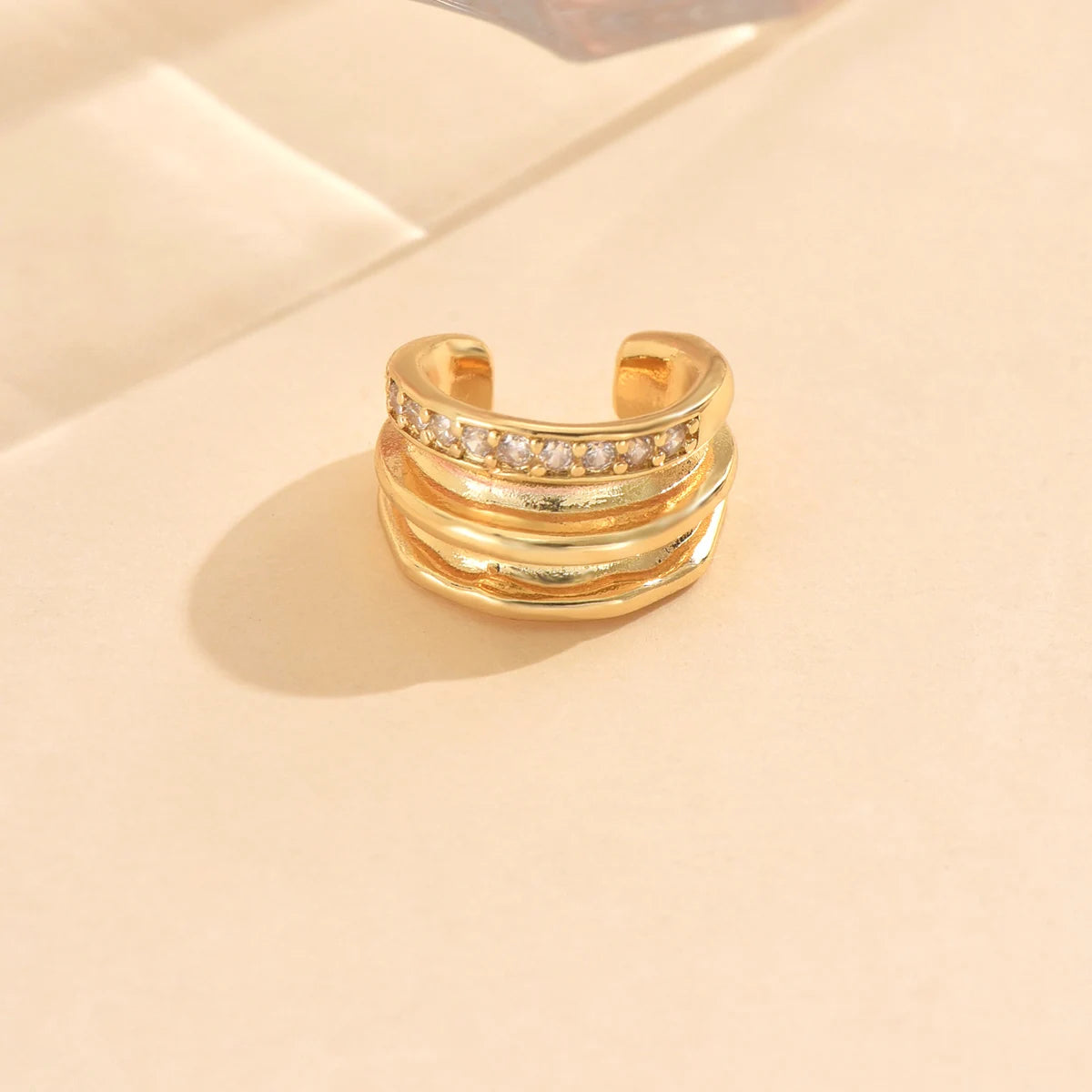 3 Pcs Zircon Korean Wave Multilayer Geometry Ear Cuff Clip on Earrings For Women Without Piercing Non-pierced Jewelry Hot