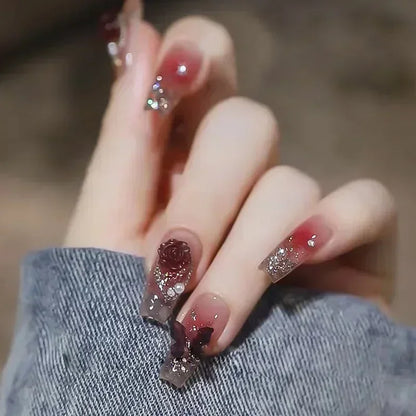24Pcs Short Ballerina False Nail Tips with Pearl Detachable French Fake Nails Pink Cute Full Cover Press on Nails Manicure Tools