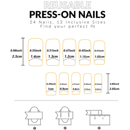 24PCS Long coffin fake nails with wine red color, acrylic shiny gold shimmering wine red design
