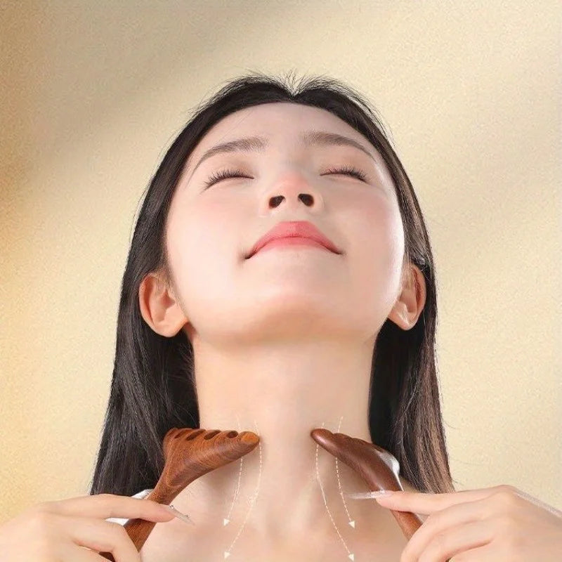 2pcs Deer Horn Massage Combs - Scalp & Neck Massager with Ergonomic Handle,  Relaxation, Natural Wood Look