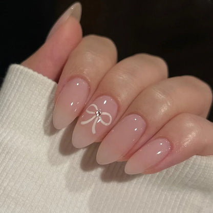 24Pcs Pink Cloud Sweet Star Moon Acrylic Nails Press on Almond Wearable Full Cover False Nails Art Tips Fingernail Beauty