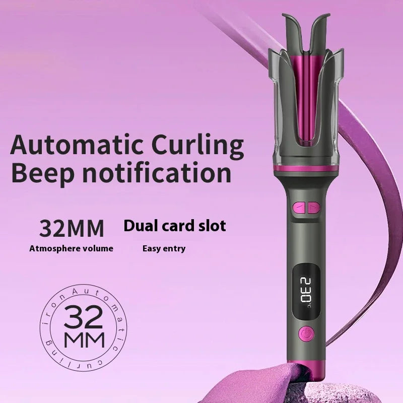 Automatic Curling Iron 32MM Double Slot Negative Ion Portable Hair Curler Constant Temperature Anti Hot Styler for Travel