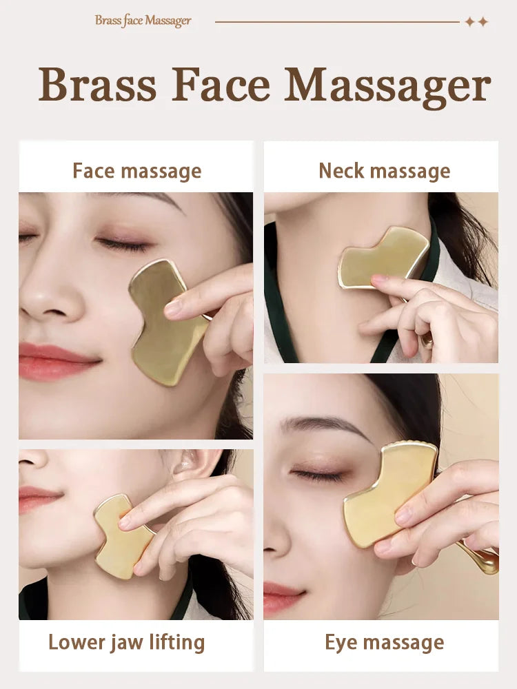Pure Copper Brass Gua Sha Board Facial Massage Tool Guasha Board for Acupuncture Scraping Massager Tools