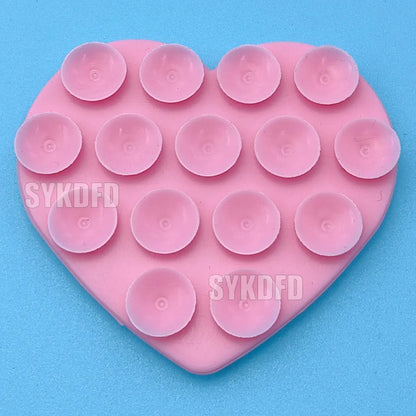 1Pcs Heart-shape Sucker Support Silicone Sucker Strong Adsorption Mobile Phone Fixed Pad Hand-Free Washable Suction Cup Bracket