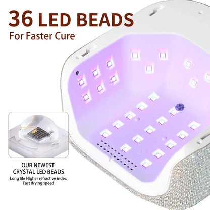 36Leds Diamond Inlaid Nails Dryer Professional UV LED Nail Art Lamp High Power Quick Drying LCD Touch Light Curing All Gel