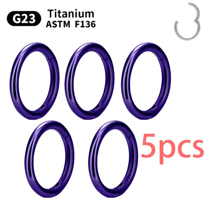 1/5Pcs Nose Rings G23 Titanium Lip Ring For Women And Men Piercing Jewelry Hoop Earrings Mixed Color Body Clips Hinged