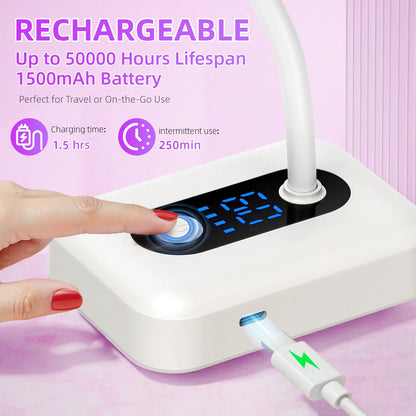 36W Rechargeable UV LED Nail Lamp Cordless 12LEDS Nail Dryer 360° Bendable Fast Drying Nail Manicure Polish Glue Gel Curing Lamp