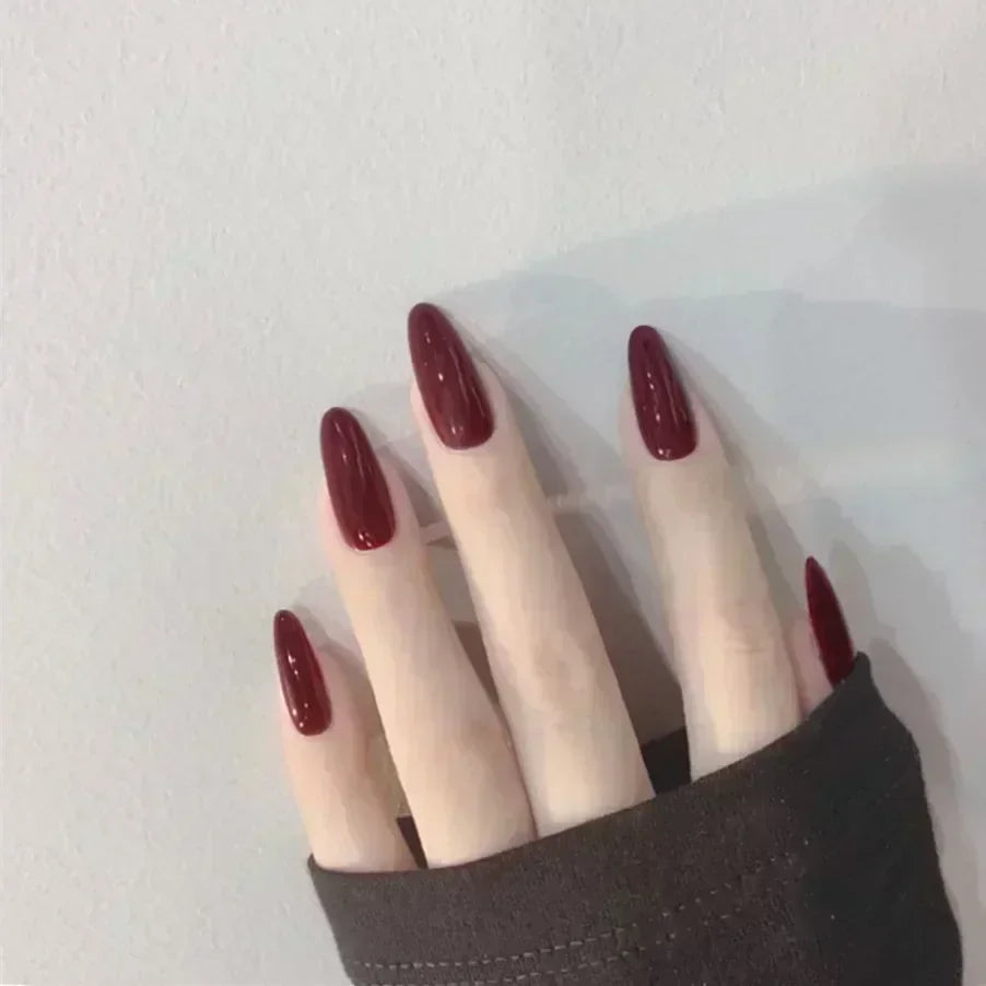 24pcs/Box Long Coffin False Nails Art Rose with Glue Wearable Nude Pink White Color Jelly Nails Tips Full Cover Press on Nails