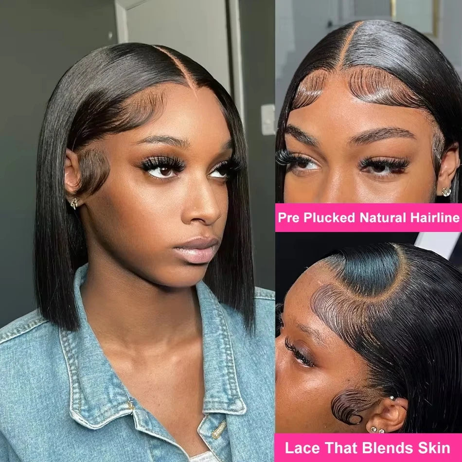 CEXXY Pre Plucked Short Bob Wig Bone Straight 13x4 13x6 Hd Lace Frontal Wig Pre Cut No Glue 7x5 Glueless Wig Ready Wear to Go
