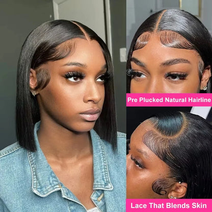 CEXXY Pre Plucked Short Bob Wig Bone Straight 13x4 13x6 Hd Lace Frontal Wig Pre Cut No Glue 7x5 Glueless Wig Ready Wear to Go