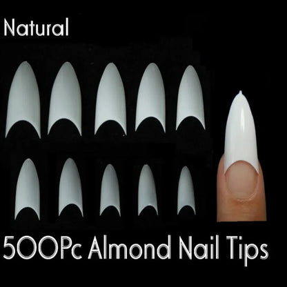 500pcs Nail pointy French Tips Stiletto Half Cover Stiletto False Fake Nails Tips half cover straight nail tips no c curve Tips