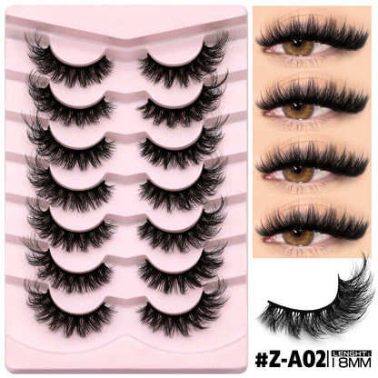 GROINNEYA 3D Mink Lashes Cat Eyelashes Fluffy Wispy Volume Lashes Natural Feathery Effect Lightweight Flexible Band Fake Lashes