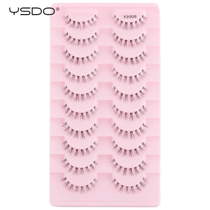 YSDO Natural Mink Eyelashes 3/6/10 Pairs Wispy Faux 3D Mink Lashes Short Fluffy Half False Eyelash Makeup Tools Cat Eye Lashes