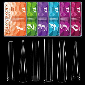 5XL Soft Gel Tips Press On Nails Acrylic Half/Full Cover Fake Nails 180pcs Stiletto Coffin Ballet DIY Extension Nail Supplies