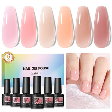 Coscelia Nail Gel Polish Set 7ml Jelly Nail GelCrystal Translucent Clear Pink Nail Art Semi Permanent Soak Off UV LED Varnish