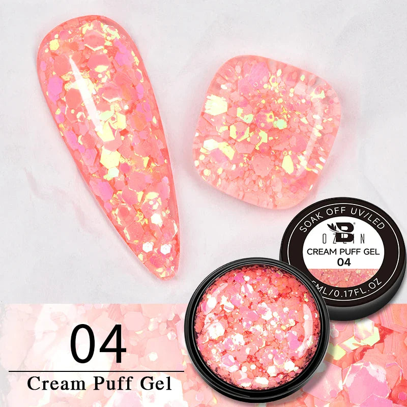 BOZLIN 5ml Sparkling Chameleon Mica Shell Gel Polish Colorful Sequins Manicure Semi Permanent Soak Off Nail Art Gel Varnish