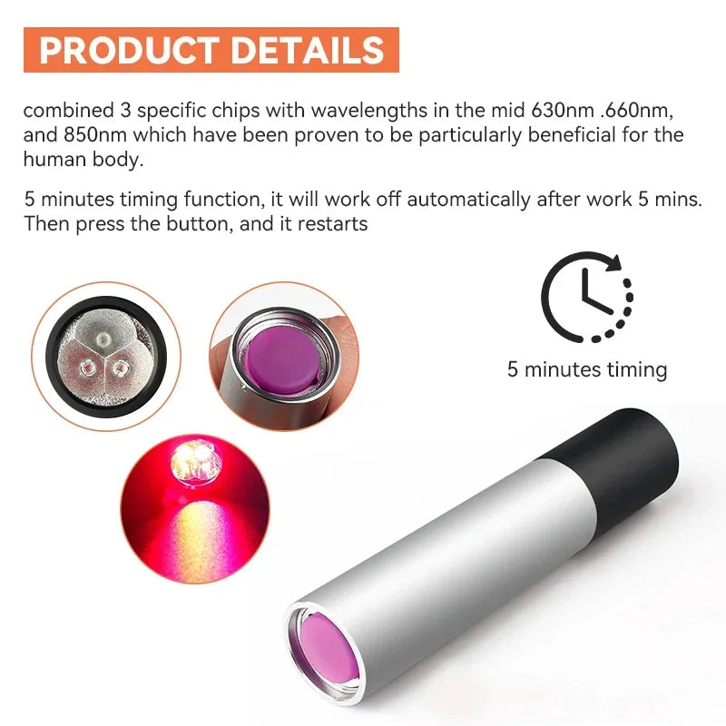 Led Flashlight Anti Inflammatory Pain Relief Red Light Therapy Muscle Pain Infrared Lamp Led Therapy Skin Care