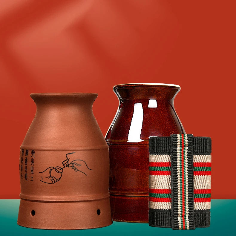 Moxa Therapy Warm Massager Clay Gua Sha Scraper Cup Ceramic Moxibustion Jar Muscle Relax Body Relaxation Natural Wild Wormwood