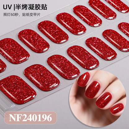 Semi-Cured Nail Wraps Autocollants Pour Ongles UV Adhesive Full Cover Stickers for Nails Lamp Need Press On Nails DIY Manicure
