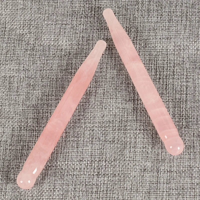 2Pcs Massage Eye Sticker Natural Rose Quartz Face Body Crystal Mineral Stone Massager Health Skin Care Gua Sha Tool Lifting Wand