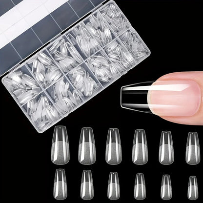 600Pcs Full Cover Press On Nail Tips Stiletto Almond Square Coffin French False Fake Soak Off Gel Nail Extension Tips Capsule