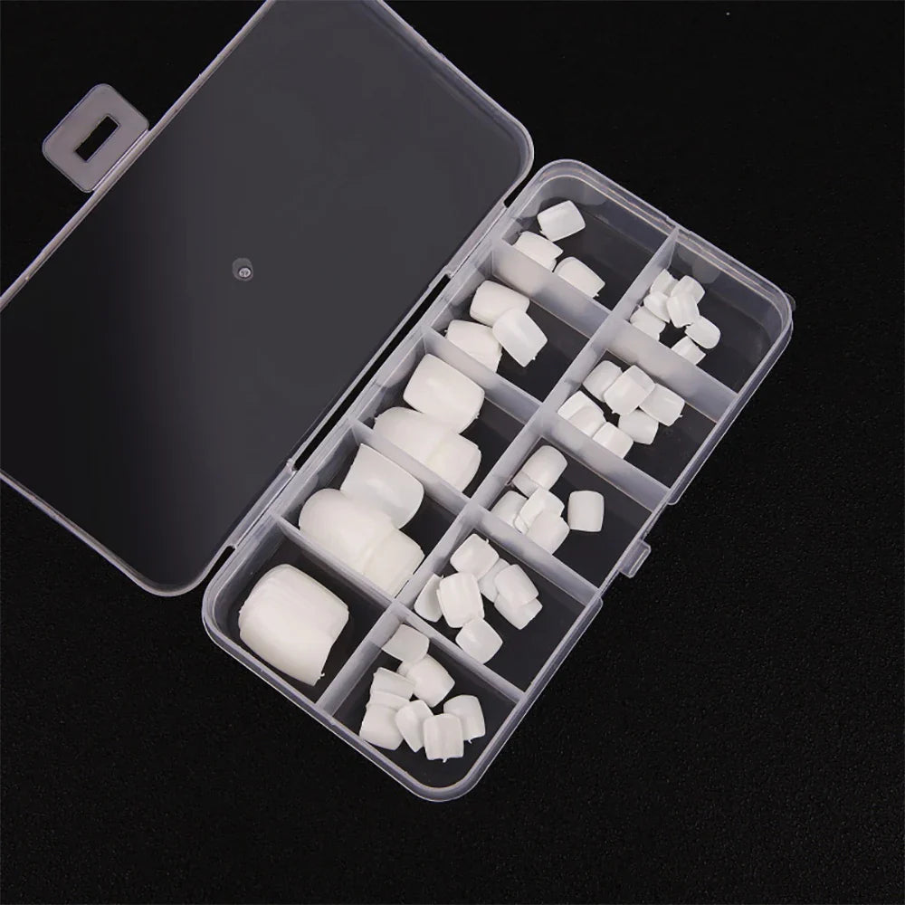 100pcs False Toe Nails Tips Full Cover Press on Toe Foot Nails Tips Artificial Acrylic Nail Capsules False Nail Manicure Tools