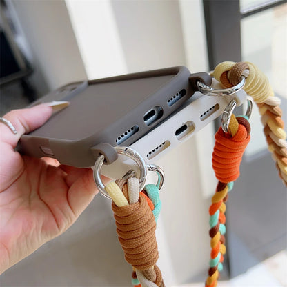 Crossbody Cord Rope Lanyard Necklace Case For iPhone 17 16 14 11 12 13 15 Pro Max Plus Air XS XR Shockproof Soft Silicone Cover