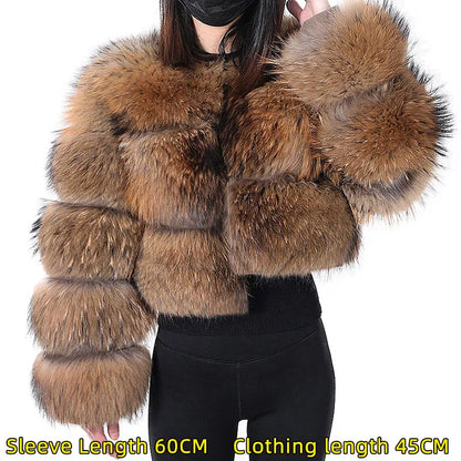 2025 maomaokong Super Hot Winter Women Luxury Thick Real Raccoon Fur Coat Natural Fox Fur Jacket Plus Size Jackets Female Vest