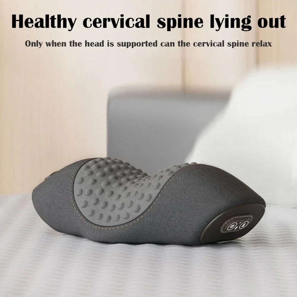 Electric Massager Cervical Pillow Hot Compress Vibration Massage Neck Traction Relax Sleeping Memory Foam Pillow Spine Support