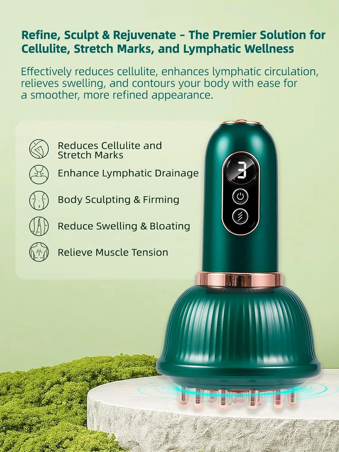 Lymphatic Drainage Massager & Anti Cellulite Massage Tool, for Legs, Arms & Belly, Body,Helps Reduce Stretch Marks & Cellulite,W