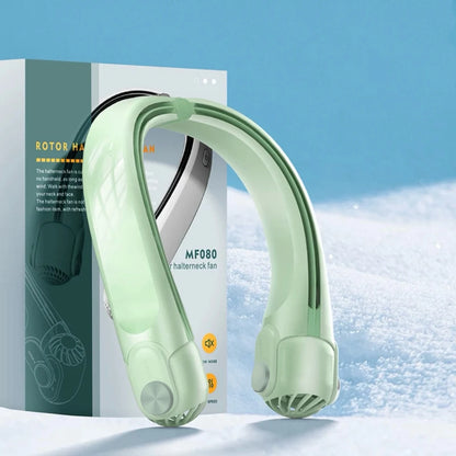 Portable Hanging Neck Fan Bladeless Mounted Mini USB Rechargeable Mute LED Digital Display Electric Fan Summer Air Cooler