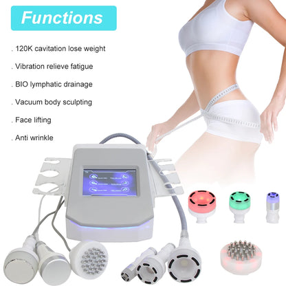 120K Ultrasonic Cavitation Machine Vacuum Slimming Body Massage Anti-cellulite Skin Tightening Lifting Beauty Device 6 in 1