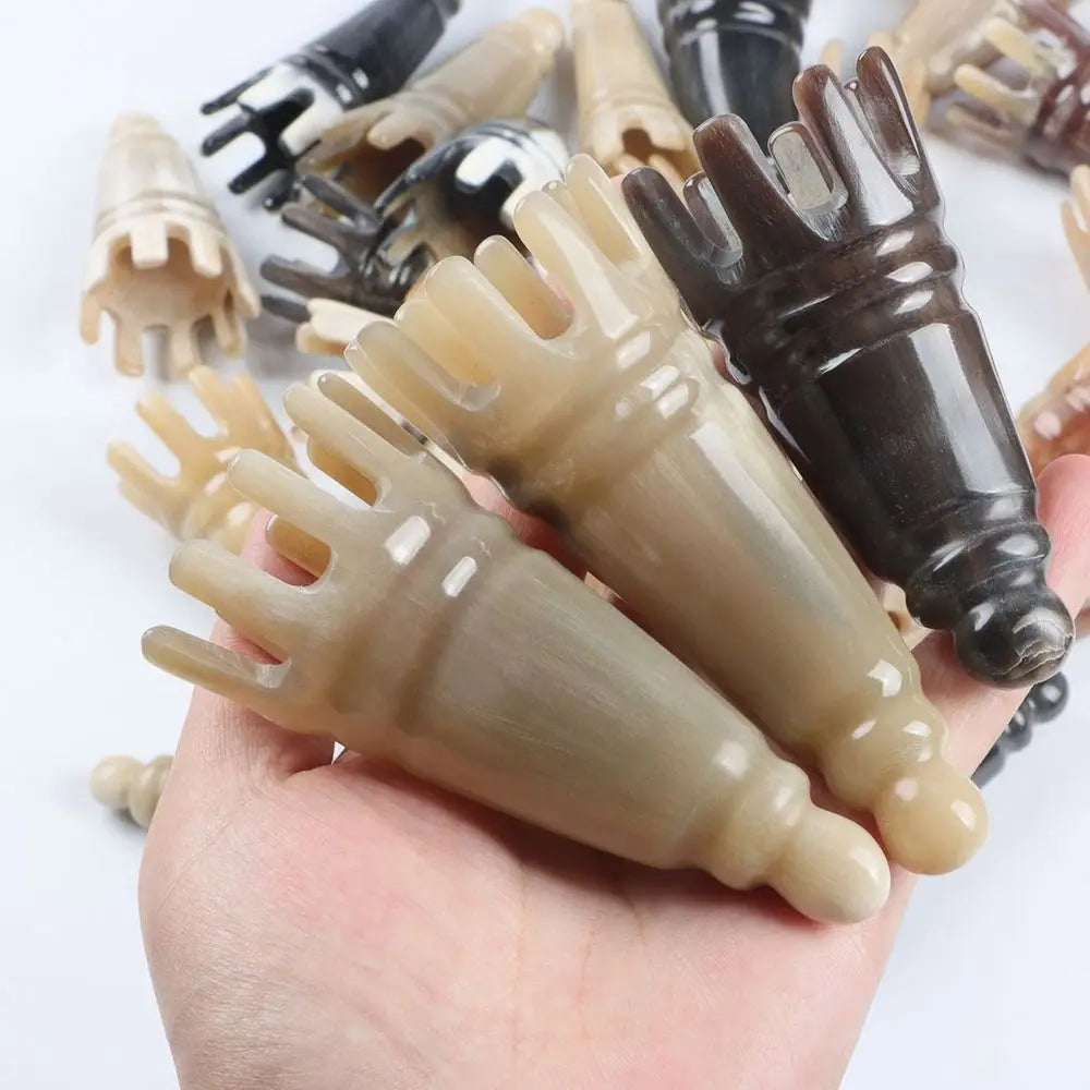 Scalp Massager Brush Ox Horn Massage Comb Acupoint Gua Sha Scrapping Head Long Pointed Shampoo Comb Relaxation Therapy