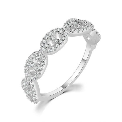 Hip Hop Link Ring for Women Gold Color Micro-inlaid Zircon Stacking Rings Female Jewelry Fashion Punk Accessories Wholesale R720