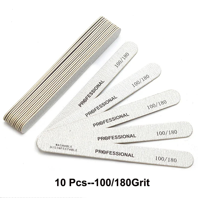 Wooden Nail Files Professional10pcs/Lot  100 180 240 Emery Board Manicure Buffer Grey Boat Double-sided Wooden Pedicure Buffers