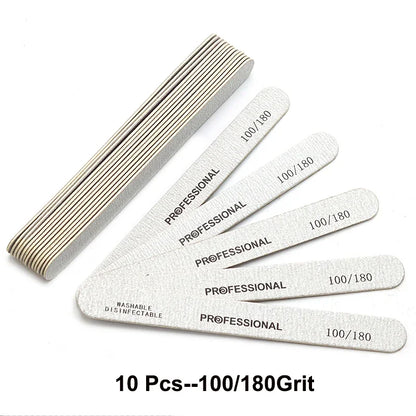 Wooden Nail Files Professional10pcs/Lot  100 180 240 Emery Board Manicure Buffer Grey Boat Double-sided Wooden Pedicure Buffers