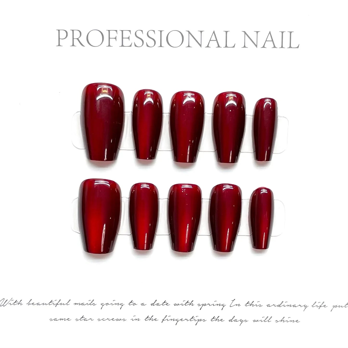 10pcs Green Long-pointed Press On Nails For Wedding Flash Gold Foil Chain Decors Luxury False Nails New Year French Fake Nail
