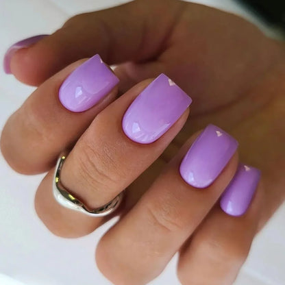 24Pcs Solid Color Press on Nails Short Square Round Fake Nail Glossy Dark Nail Art Wearable Detachable Autumn Winter False Nails