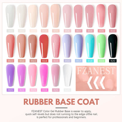 FZANEST 5 in 1 Multifunctional Rubber Base Gel Rubber Builder Base Nail Gel Nude Color Extension Nail Strengthen Gel Nails