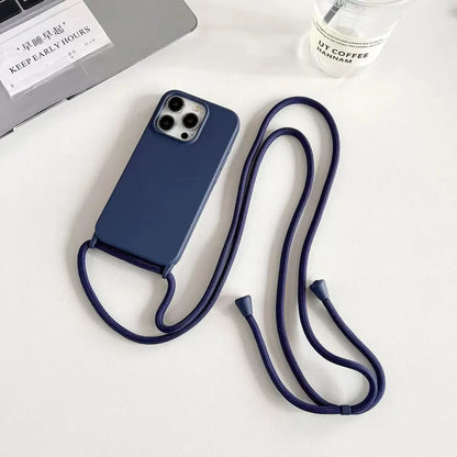 Necklace Strap Cord Crossbody Lanyard Liquid Silicone Case For iPhone 16 Pro 15 14 13 Pro max 12 12mini 7 8 plus