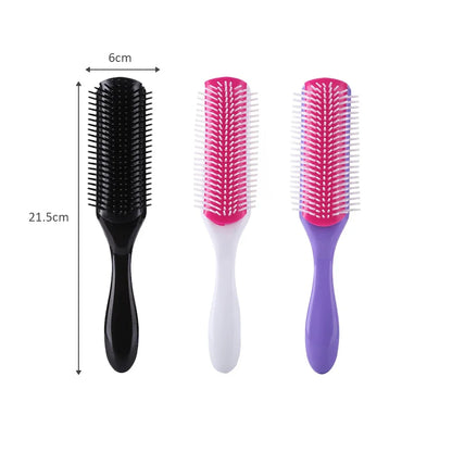 Women Hair Comb 9-Rows Detangler Scalp Massager Comb Curly Hair Brush For Denman Brush Straight Curly Wet Hairbrush Styling Tool