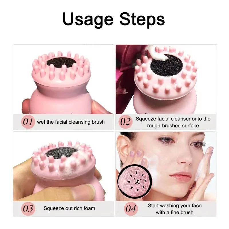 New Face Massage Brush Pore Cleaner Brush Silicone Face Scrubber Skin Care Brush Deep Cleaning Exfoliator Tool XJS02