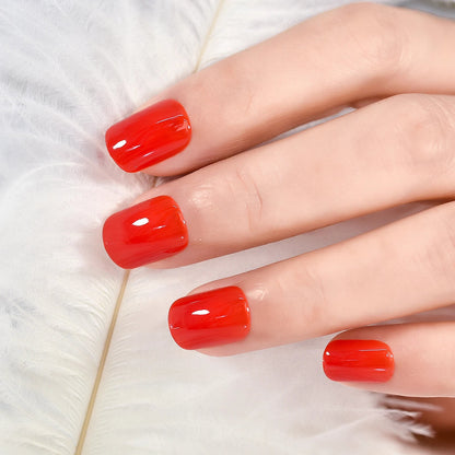 IMABC  Press On False Nails 24pcs Short Square Soft Gel Nails(Soft Acrylic Material) 4 Colors For Women And Girls Fashion