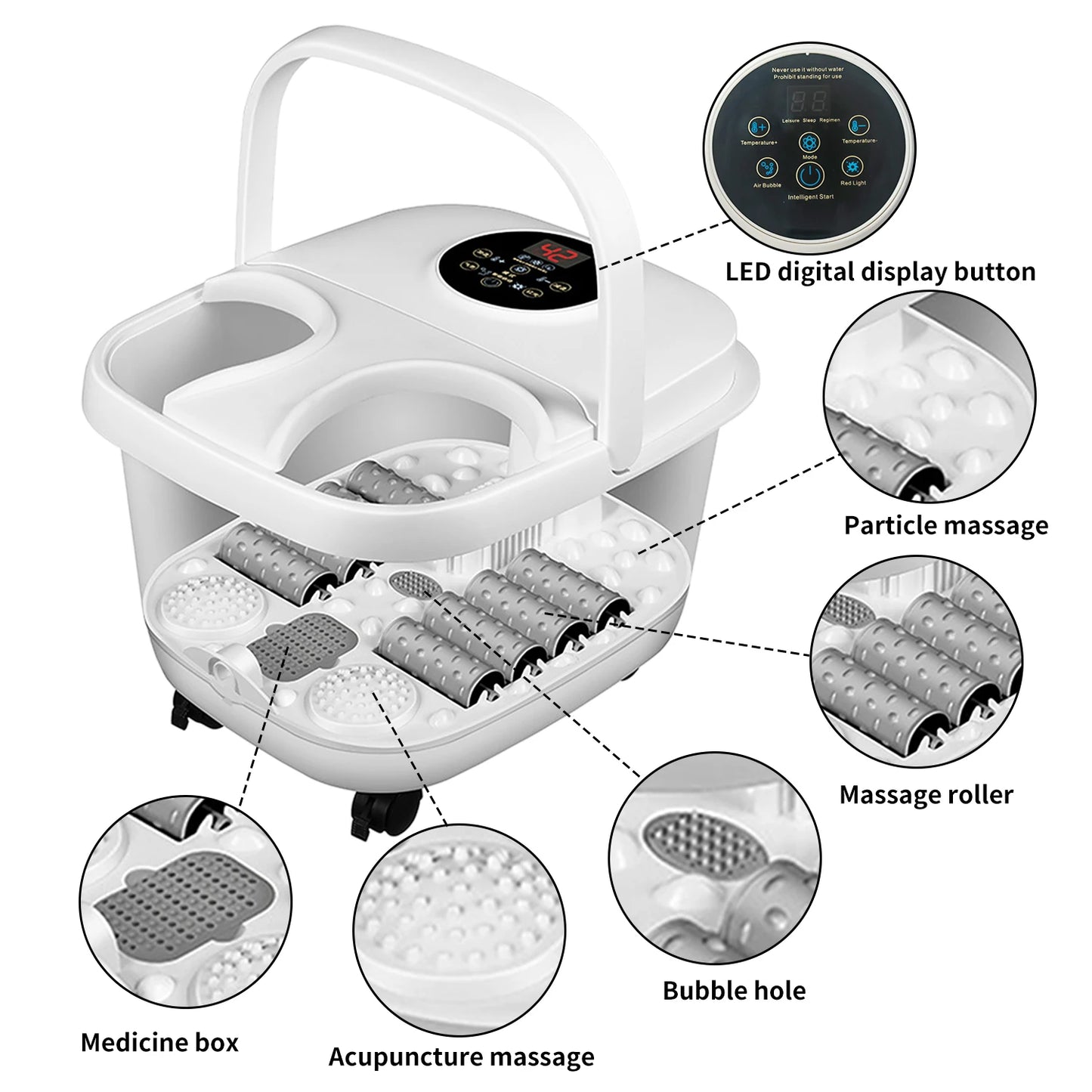 Foldable Thermostatic Foot Massage Tub Houseold Foot Bath Massager Portable Foot Massage Artifact To Promote Blood Circulatio