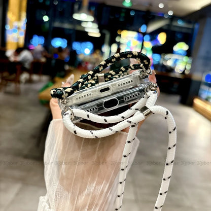 Shockproof Clear Soft Bumper Case For iPhone 17 16 15 14 Pro Max Plus Crossbody Lanyard Necklace Strap Cord Nylon Rope Cover